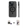 MARSİLYAN™- iPhone 15 Kılıf Pusula Minimal Koleksiyonu - Siyah Bilvis 3D Mat Cam Ekran Koruyucu + Bilvis Titan Kamera Lens - PE
