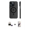 MARSİLYAN™- iPhone 15 Kılıf Pusula Minimal Koleksiyonu - Siyah Bilvis 3D Mat Cam Ekran Koruyucu + Bilvis Titan Kamera Lens - YL