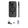 MARSİLYAN™- iPhone 15 Kılıf Pusula Minimal Koleksiyonu - Siyah Joko Magic 5D Cam + Bilvis Titan Kamera Lens - PE