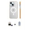 MARSİLYAN™- iPhone 15 Kılıf Pusula Minimal Koleksiyonu - Siyah Joko Magic 5D Cam + Bilvis Titan Kamera Lens - PE