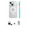 MARSİLYAN™- iPhone 15 Kılıf Pusula Minimal Koleksiyonu - Siyah Joko Magic 5D Cam + Bilvis Titan Kamera Lens - YL
