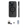 MARSİLYAN™- iPhone 15 Kılıf Pusula Minimal Koleksiyonu - Siyah Joko Magic 5D Cam + Bilvis Titan Kamera Lens - PE
