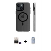 MARSİLYAN™- iPhone 15 Kılıf Pusula Minimal Koleksiyonu - Siyah Joko Magic 5D Cam + Bilvis Titan Kamera Lens - SH