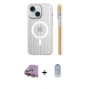 MARSİLYAN™- iPhone 15 Kılıf Pusula Minimal Koleksiyonu - Siyah Joko Magic 5D Cam + Raze Metal Kamera Lens - PE
