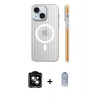 MARSİLYAN™- iPhone 15 Kılıf Pusula Minimal Koleksiyonu - Siyah Joko Magic 5D Cam + PVD Metal Kamera Lens - TU