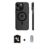 MARSİLYAN™- iPhone 15 Kılıf Pusula Minimal Koleksiyonu - Siyah Joko Magic 5D Cam + PVD Metal Kamera Lens - TU