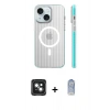 MARSİLYAN™- iPhone 15 Kılıf Pusula Minimal Koleksiyonu - Siyah Joko Magic 5D Cam + PVD Metal Kamera Lens - YL