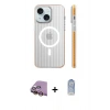 MARSİLYAN™- iPhone 15 Kılıf Pusula Minimal Koleksiyonu - Siyah Joko Magic 5D Cam + Sarı Raze Metal Kamera Lens