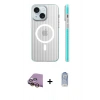 MARSİLYAN™- iPhone 15 Kılıf Pusula Minimal Koleksiyonu - Siyah Joko Magic 5D Cam + Sarı Raze Metal Kamera Lens