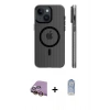 MARSİLYAN™- iPhone 15 Kılıf Pusula Minimal Koleksiyonu - Siyah Joko Magic 5D Cam + Sarı Raze Metal Kamera Lens