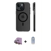 MARSİLYAN™- iPhone 15 Kılıf Pusula Minimal Koleksiyonu - Siyah Joko Magic 5D Cam + Sarı Raze Metal Kamera Lens