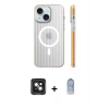 MARSİLYAN™- iPhone 15 Kılıf Pusula Minimal Koleksiyonu - Siyah Joko Magic 5D Cam + PVD Metal Kamera Lens - YL