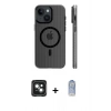 MARSİLYAN™- iPhone 15 Kılıf Pusula Minimal Koleksiyonu - Siyah Joko Magic 5D Cam + PVD Metal Kamera Lens - YL