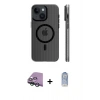 MARSİLYAN™- iPhone 15 Kılıf Pusula Minimal Koleksiyonu - Siyah Joko Magic 5D Cam + Raze Metal Kamera Lens - YL