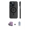 MARSİLYAN™- iPhone 15 Kılıf Pusula Minimal Koleksiyonu - Siyah Joko Magic 5D Cam + Raze Metal Kamera Lens - YL
