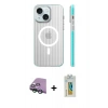 MARSİLYAN™- iPhone 15 Kılıf Pusula Minimal Koleksiyonu - Siyah Polymer Nano Ekran Koruyucu + Raze Metal Kamera Lens - YL