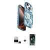 MARSİLYAN™- iPhone 15 Kılıf Siluet Doku - Şeffaf 360 Full Body Arka Koruyucu + Bilvis Titan Kamera Lens - YL