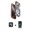 MARSİLYAN™- iPhone 15 Kılıf Siluet Doku - Şeffaf 360 Full Body Arka Koruyucu + PVD Metal Kamera Lens - YL