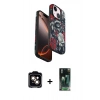 MARSİLYAN™- iPhone 15 Kılıf Siluet Doku - Siyah 360 Mat Full Body Arka Koruyucu + PVD Metal Kamera Lens - TU