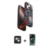 MARSİLYAN™- iPhone 15 Kılıf Siluet Doku - Siyah 360 Mat Full Body Arka Koruyucu + PVD Metal Kamera Lens - YL