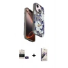 MARSİLYAN™- iPhone 15 Kılıf Siluet Doku - Siyah Bilvis 3D Mat Cam Ekran Koruyucu + Bilvis Titan Kamera Lens - YL