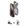MARSİLYAN™- iPhone 15 Kılıf Siluet Doku - Siyah Bilvis 3D Mat Cam Ekran Koruyucu + Bilvis Titan Kamera Lens - PE