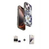MARSİLYAN™- iPhone 15 Kılıf Siluet Doku - Siyah Bilvis 3D Mat Cam Ekran Koruyucu + Bilvis Titan Kamera Lens - SH