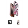 MARSİLYAN™- iPhone 15 Kılıf Siluet Doku - Siyah Bilvis 3D Mat Cam Ekran Koruyucu + PVD Metal Kamera Lens - YL