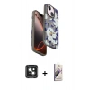 MARSİLYAN™- iPhone 15 Kılıf Siluet Doku - Siyah Bilvis 3D Mat Cam Ekran Koruyucu + PVD Metal Kamera Lens - YL