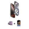 MARSİLYAN™- iPhone 15 Kılıf Siluet Doku - Siyah Buffer Hayalet Cam Ekran Koruyucu + Raze Metal Kamera Lens - PE