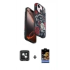 MARSİLYAN™- iPhone 15 Kılıf Siluet Doku - Siyah Buffer Hayalet Cam Ekran Koruyucu + PVD Metal Kamera Lens - YL