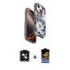 MARSİLYAN™- iPhone 15 Kılıf Siluet Doku - Siyah Buffer Hayalet Cam Ekran Koruyucu + PVD Metal Kamera Lens - TU