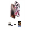 MARSİLYAN™- iPhone 15 Kılıf Siluet Doku - Siyah Buffer Hayalet Cam Ekran Koruyucu + Yeşil Bilvis Titan Kamera Lens