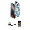 MARSİLYAN™- iPhone 15 Kılıf Siluet Doku - Siyah Buffer Hayalet Cam Ekran Koruyucu + Yeşil Bilvis Titan Kamera Lens