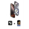 MARSİLYAN™- iPhone 15 Kılıf Siluet Doku - Siyah Buffer Hayalet Cam Ekran Koruyucu + PVD Metal Kamera Lens - YL