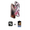 MARSİLYAN™- iPhone 15 Kılıf Siluet Doku - Siyah Buffer Hayalet Cam Ekran Koruyucu + PVD Metal Kamera Lens - YL