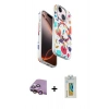 MARSİLYAN™- iPhone 15 Kılıf Siluet Doku - Siyah Polymer Nano Ekran Koruyucu + Raze Metal Kamera Lens - PE