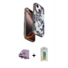 MARSİLYAN™- iPhone 15 Kılıf Siluet Doku - Siyah Polymer Nano Ekran Koruyucu + Raze Metal Kamera Lens - PE