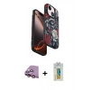 MARSİLYAN™- iPhone 15 Kılıf Siluet Doku - Siyah Polymer Nano Ekran Koruyucu + Raze Metal Kamera Lens - PE