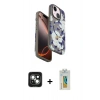 MARSİLYAN™- iPhone 15 Kılıf Siluet Doku - Siyah Polymer Nano Ekran Koruyucu + PVD Metal Kamera Lens - YL