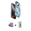 MARSİLYAN™- iPhone 15 Kılıf Siluet Doku - Siyah Polymer Nano Ekran Koruyucu + Raze Metal Kamera Lens - PE