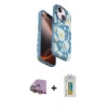 MARSİLYAN™- iPhone 15 Kılıf Siluet Doku - Siyah Polymer Nano Ekran Koruyucu + Raze Metal Kamera Lens - SI