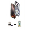 MARSİLYAN™- iPhone 15 Kılıf Siluet Doku - Siyah Polymer Nano Ekran Koruyucu + Bilvis Titan Kamera Lens - YL