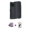 MARSİLYAN™- iPhone 15 Kılıf Siluet Işık Serisi - Siyah Bilvis 3D Mat Cam Ekran Koruyucu + Raze Metal Kamera Lens - PE