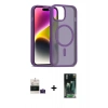 MARSİLYAN™- iPhone 15 Kılıf Siluet Minimal Prime - Şeffaf 360 Full Body Arka Koruyucu + Bilvis Titan Kamera Lens - PE