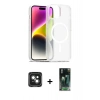 MARSİLYAN™- iPhone 15 Kılıf Siluet Minimal Prime - Şeffaf 360 Full Body Arka Koruyucu + PVD Metal Kamera Lens - YL