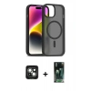 MARSİLYAN™- iPhone 15 Kılıf Siluet Minimal Prime - Siyah 360 Mat Full Body Arka Koruyucu + PVD Metal Kamera Lens - YL