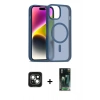 MARSİLYAN™- iPhone 15 Kılıf Siluet Minimal Prime - Siyah 360 Mat Full Body Arka Koruyucu + PVD Metal Kamera Lens - YL