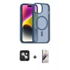 MARSİLYAN™- iPhone 15 Kılıf Siluet Minimal Prime - Siyah Bilvis 3D Mat Cam Ekran Koruyucu + PVD Metal Kamera Lens - YL