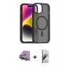 MARSİLYAN™- iPhone 15 Kılıf Siluet Minimal Prime - Siyah Bilvis 3D Mat Cam Ekran Koruyucu + Raze Metal Kamera Lens - YL